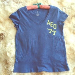 AEO Blue V-Neck Tee